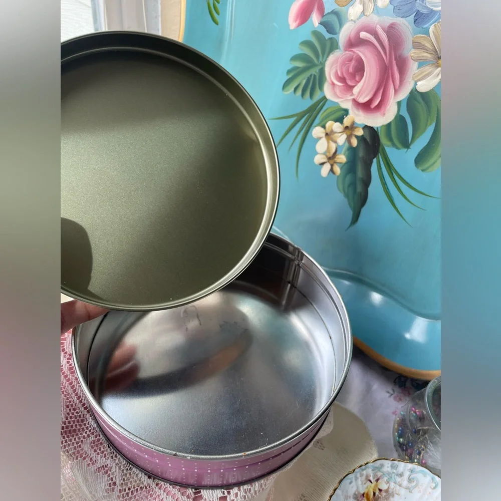 Vintage 90s Goose Print Round Tin Box Canister Farmhouse Cottagecore Grandmacore